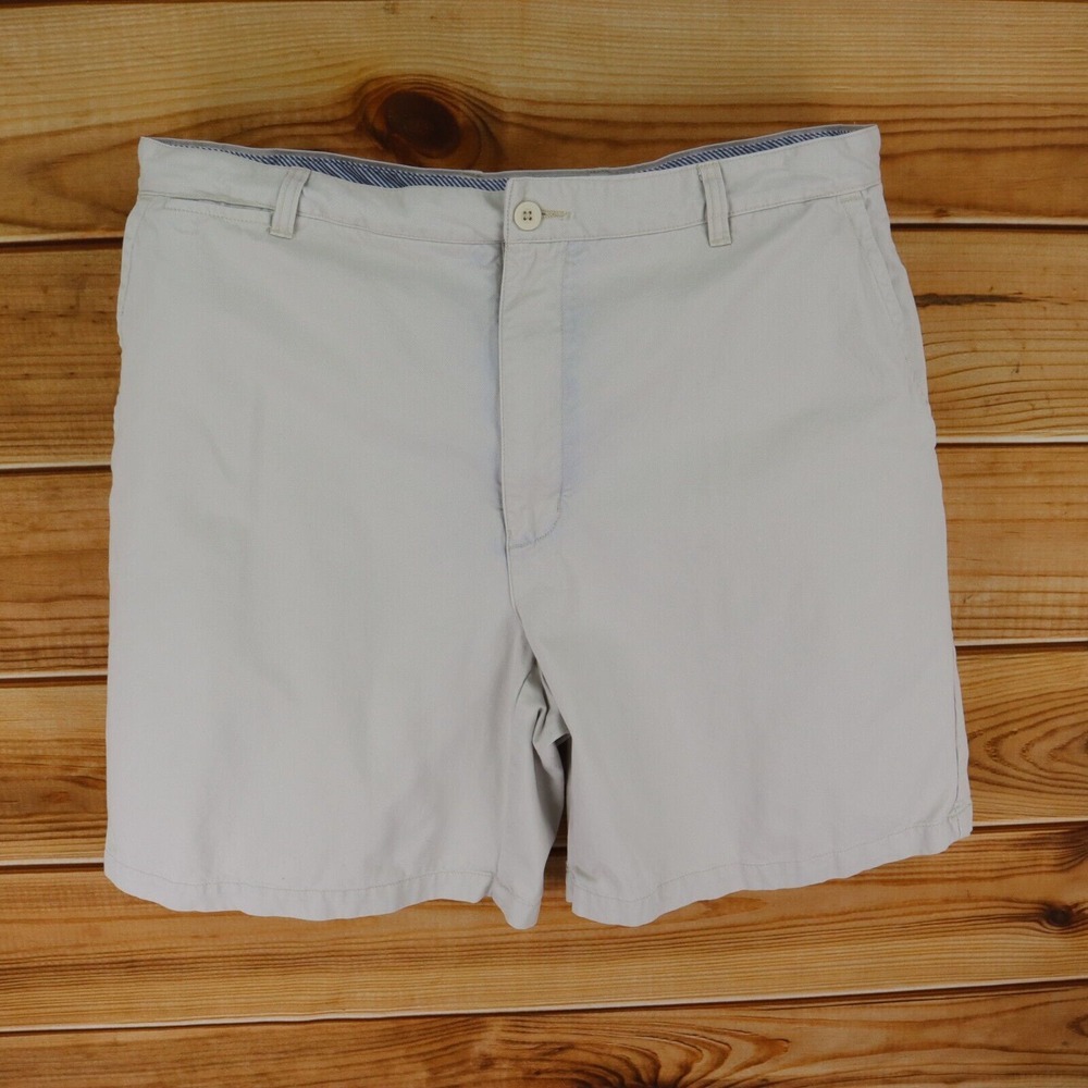 Consensus Shorts Mens Sz 42 Ivory 100% Cotton Chinos Pockets Flat Front Everyday